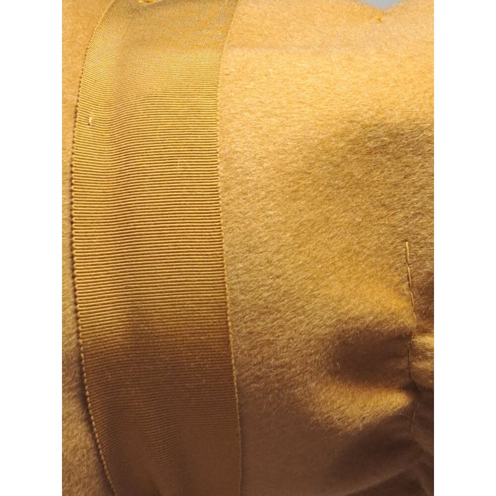 Vtg Glenover Derby Wool Cloche Hat With Netting & Bow  Women's Gold Union Made - Picture 7 of 13